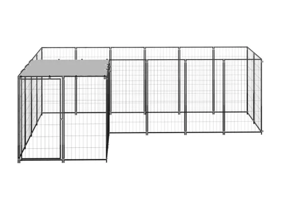 Chenil extérieur cage enclos noire 220 x 330 x 110 cm 02_0000533