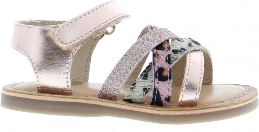 Gioseppo leren sandalen met glitters roségoud