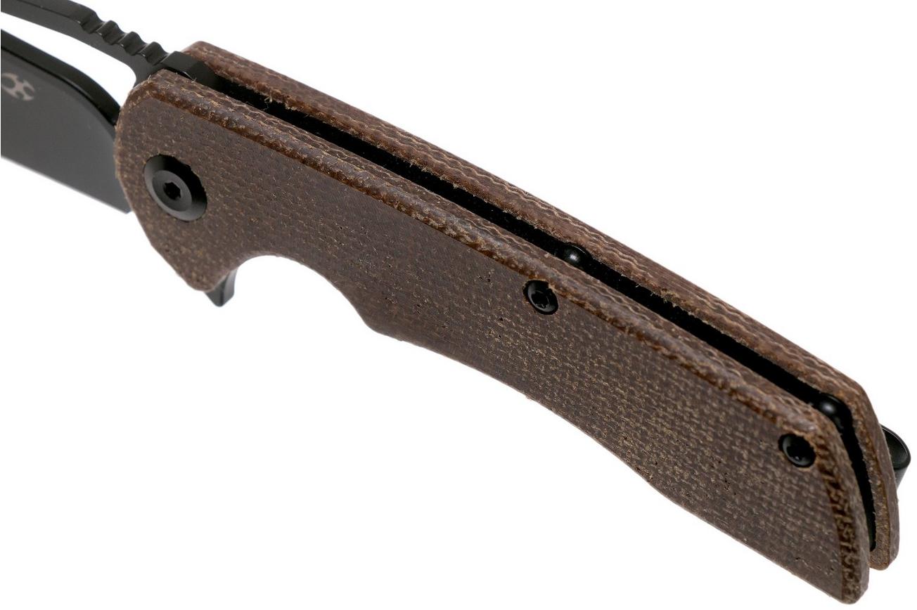 Kansept Kryo T1001B1 Black D2, Brown Micarta zakmes, Kim Ning design