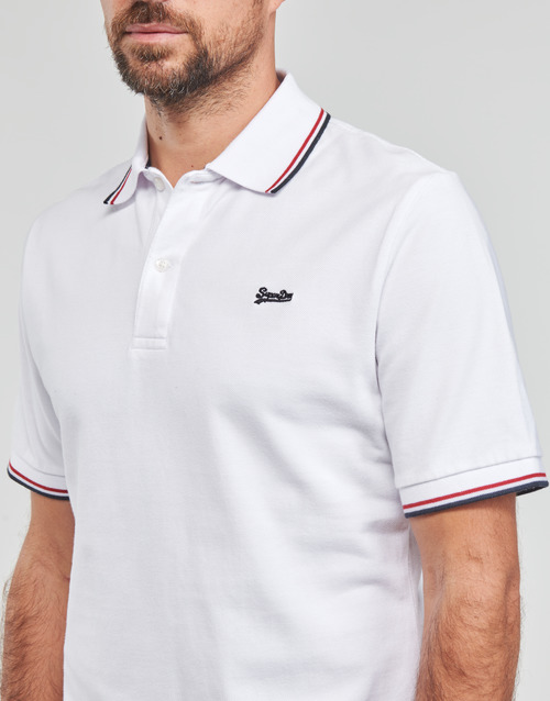 Superdry - VINTAGE TIPPED S/S POLO - Blanc / Rouge