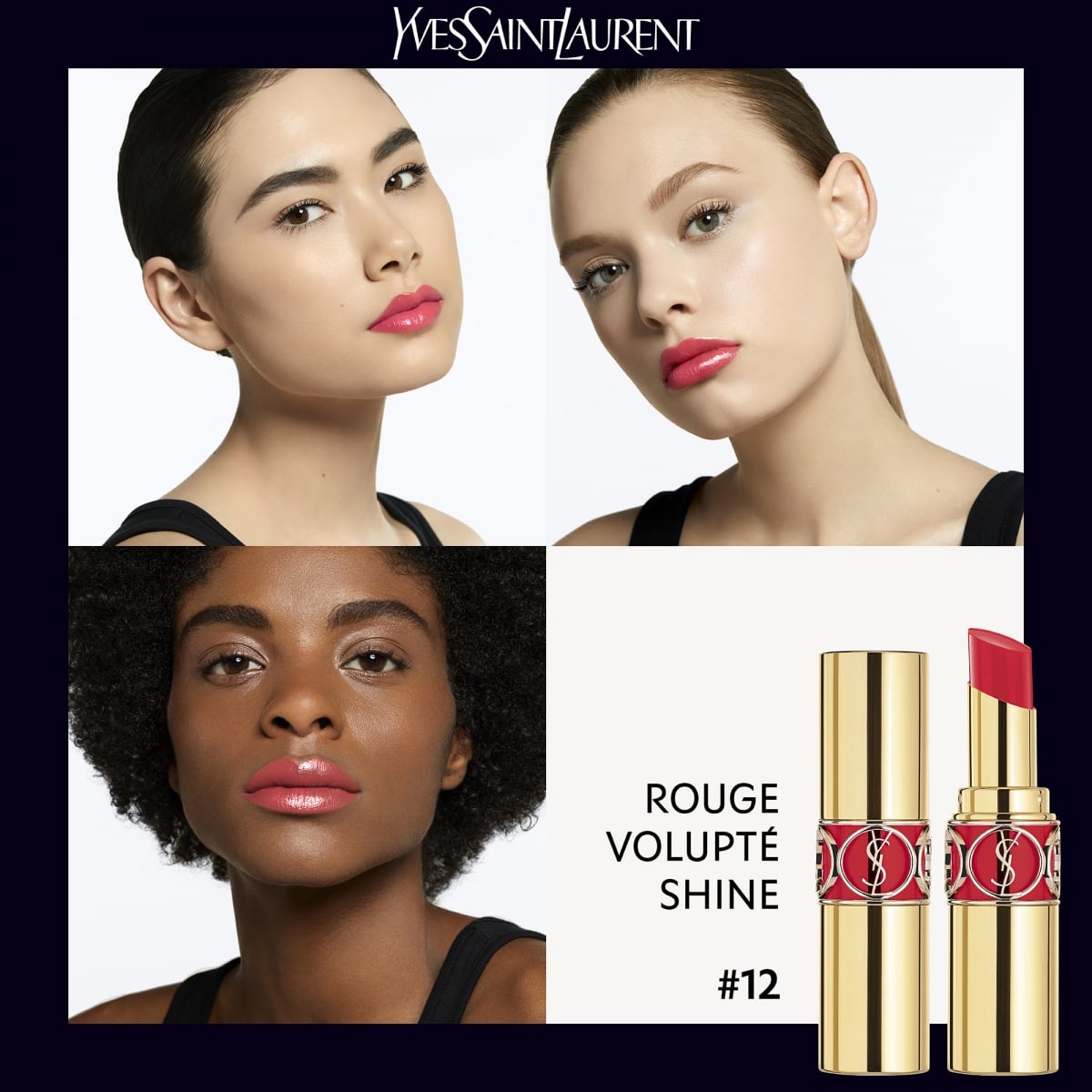YVES SAINT LAURENT Rouge Volupté Shine Oil-In-Stick Rouge à Lèvres alliant Couleur, Soin et Brillance Longue Tenue