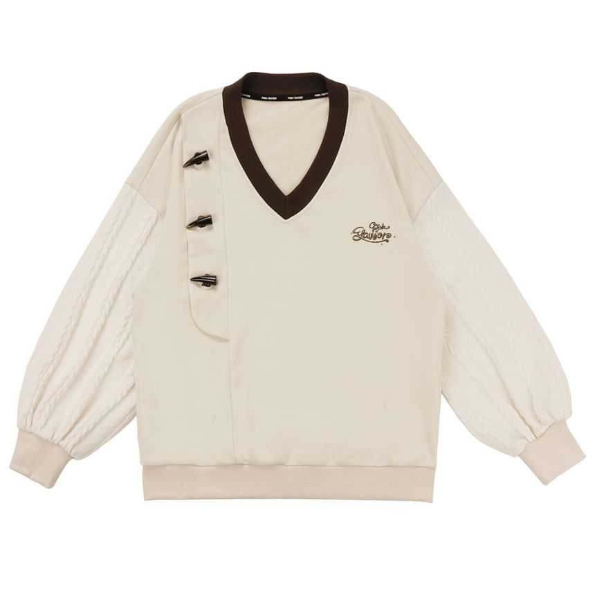 Florimi - Effen overhemd / Oversized sweatshirt met letters / Mini A-lijn rok met hoge taille en ruitmotief