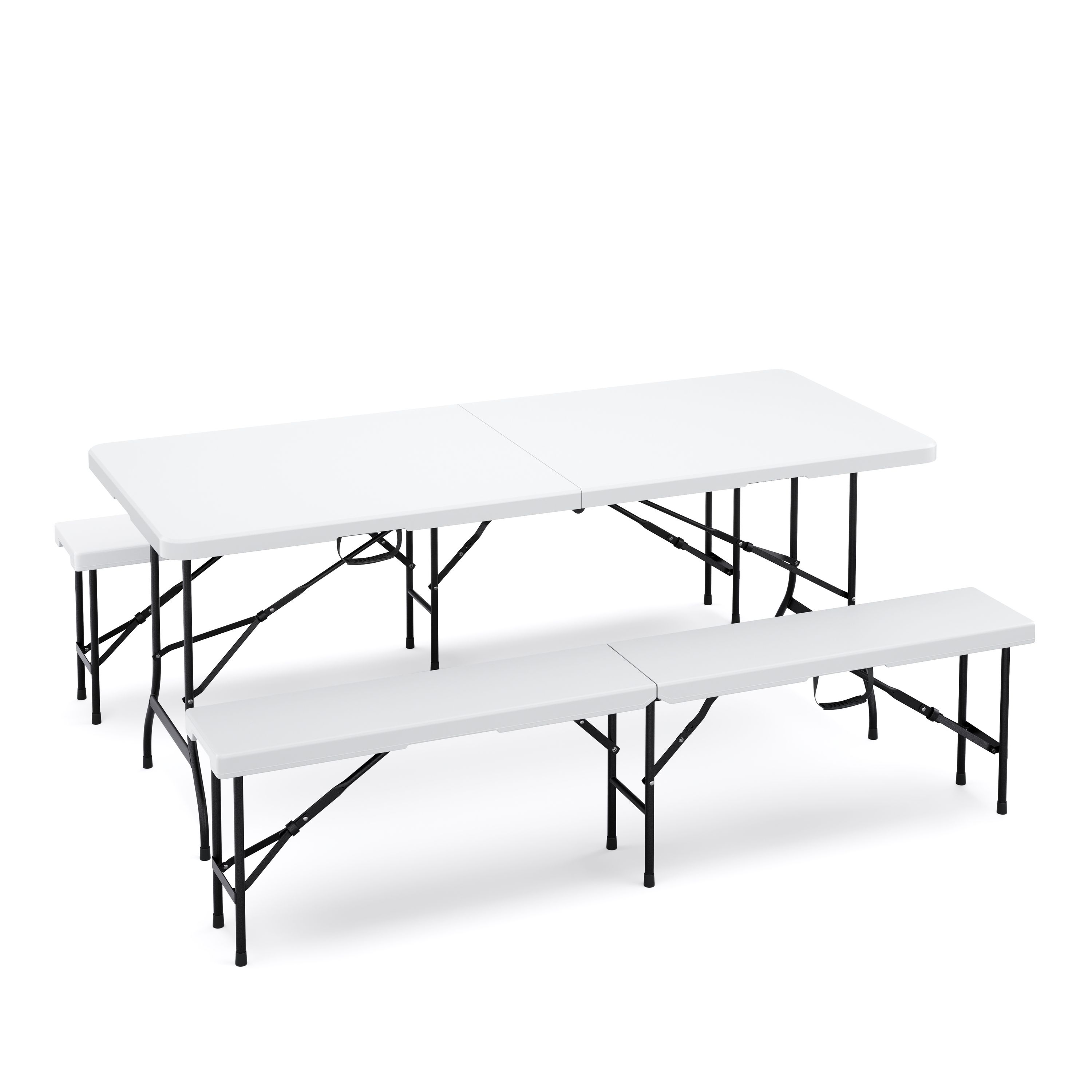 Campingtisch Garnitur klappbar 180 cm weiss