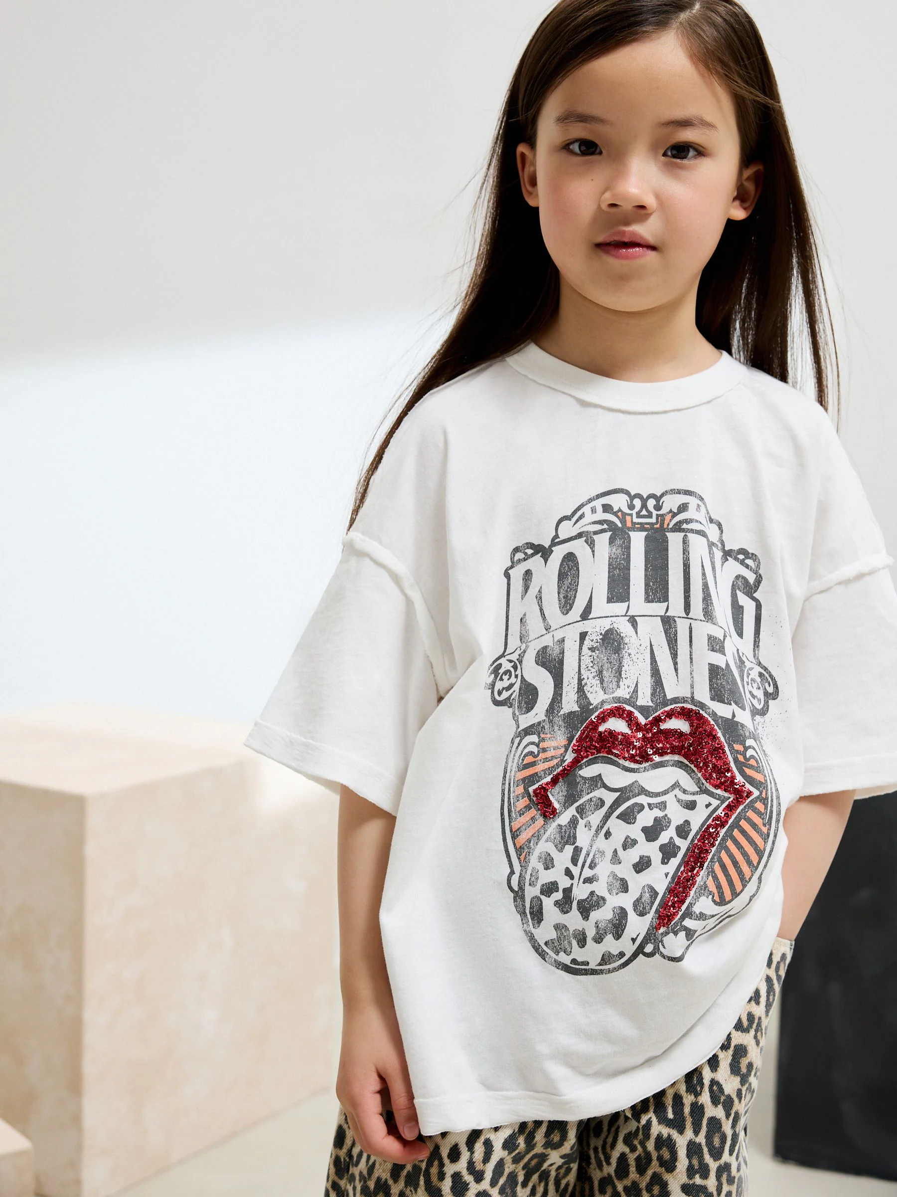Crème - The Rolling Stones - T-shirt met pailletten (3-16jr)