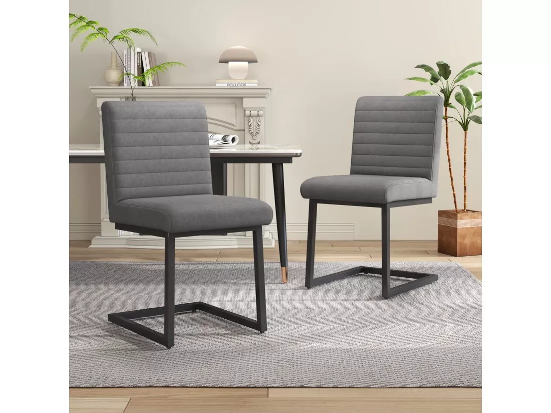 Lot de 6 chaises cantilever en velours et pieds en métal, chaise de salon moderne, ergonomie, 55x43x83cm, Gris