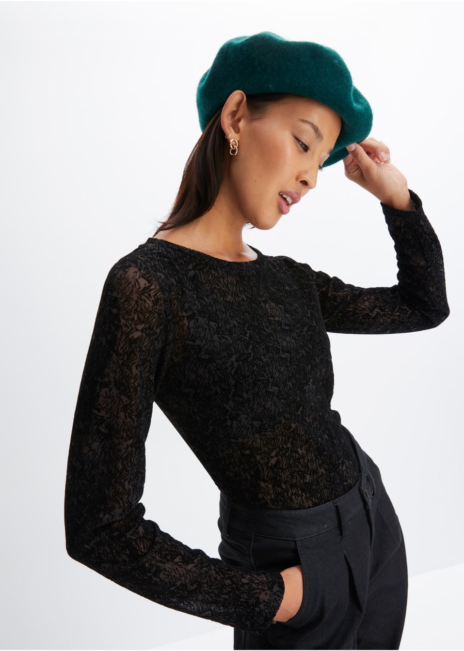 T-shirt en mesh à imprimé floqué
