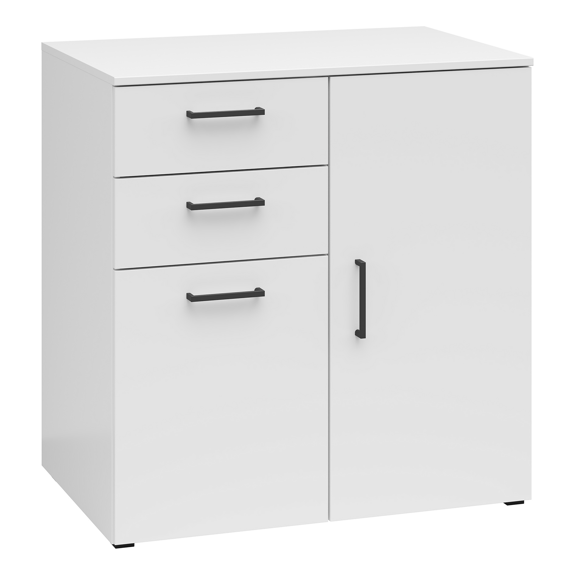 Kommode - weiß - 2 Türen - 2 Schubkästen - XL-Tiefe - 80 cm breit