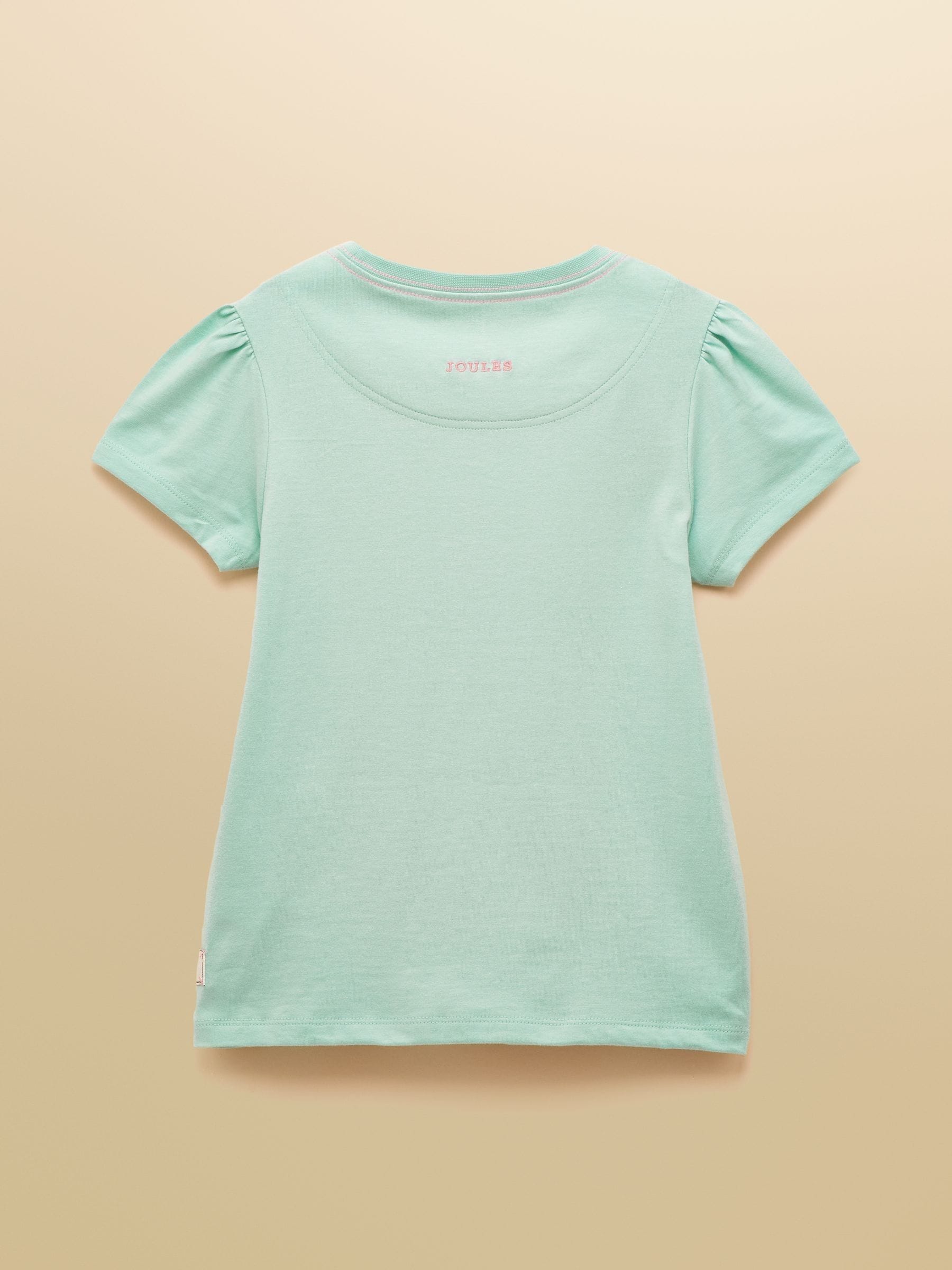 Aquablauw - Joules Girls' Astra Applique Cotton T-Shirt