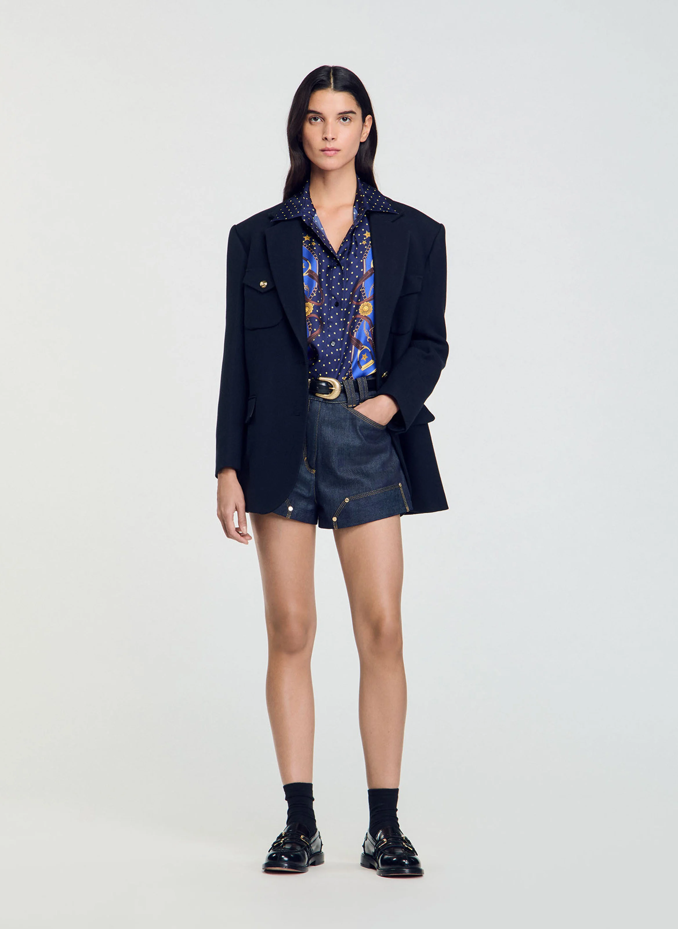 Chemise en soie imprimée| Multicolore