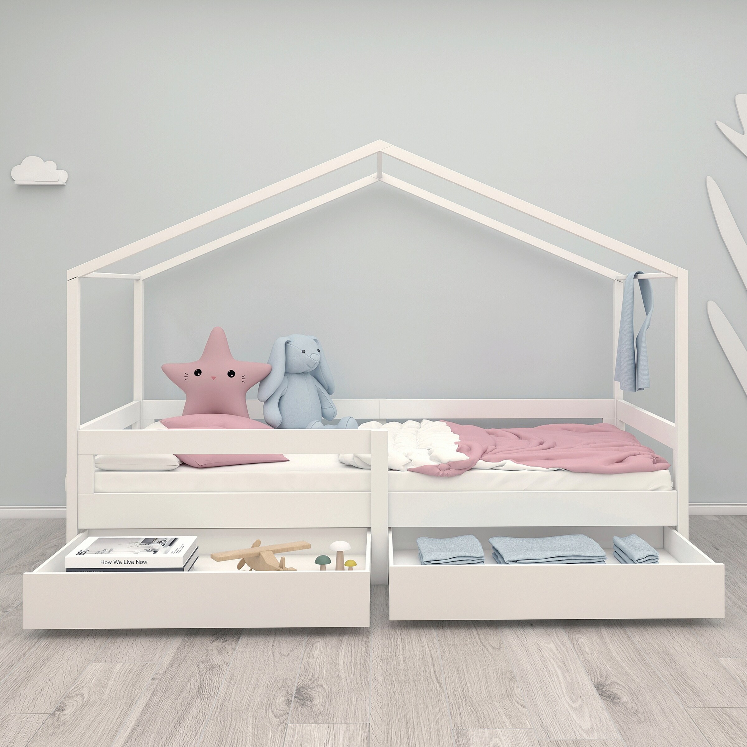 roba Hausbett 90 x 200 hoch weiß
