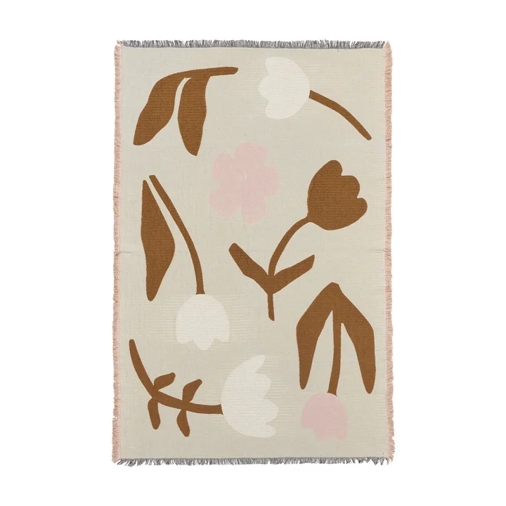 Broste Copenhagen - Rosita Decke, 130 x 180 cm, golden brown / mauve pink
