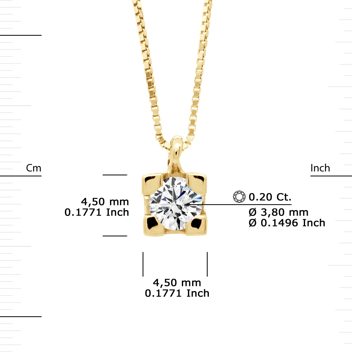 Collier Solitaire Diamant 0,20 Cts Or Blanc