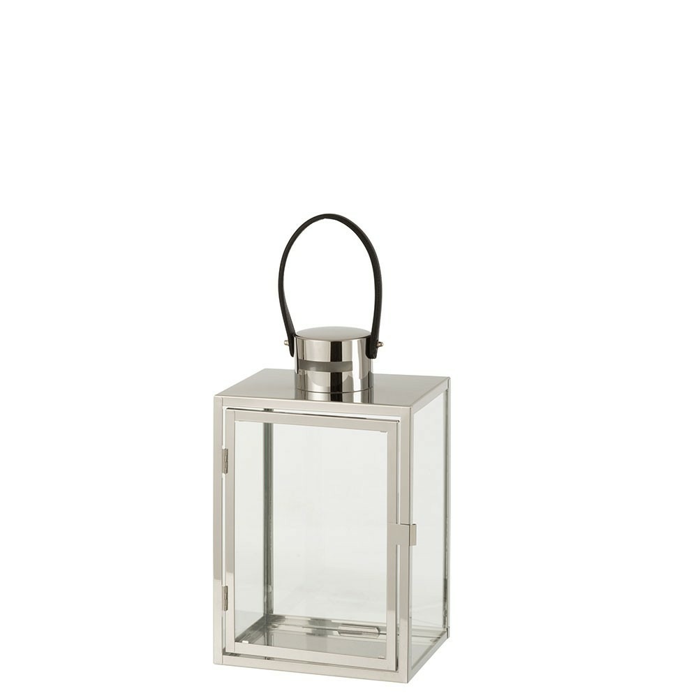 Lanterne rectangulaire metal/verre argent
