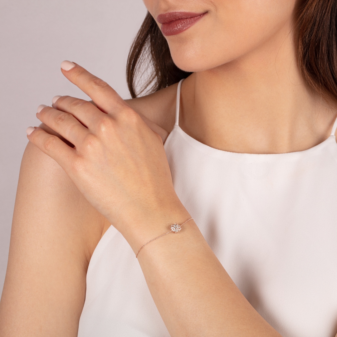 0.50 Karat Diamantarmband 750/18 K Roségold 18cm
