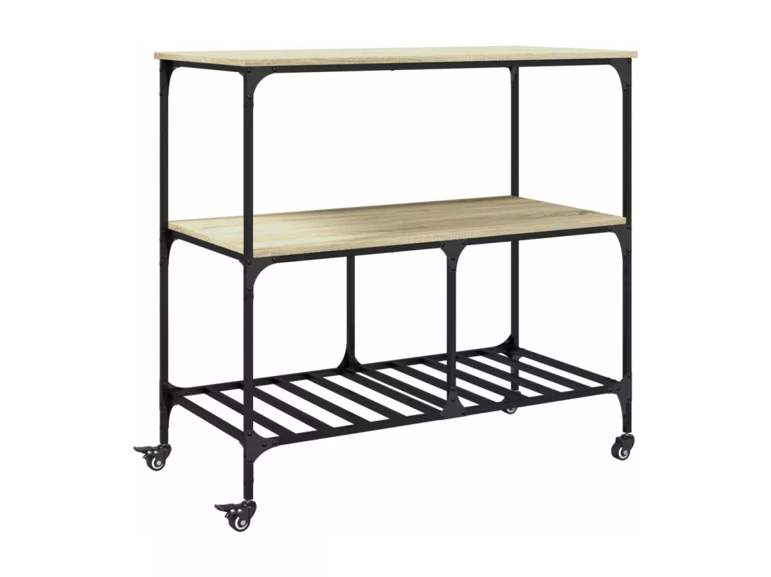 Chariot de cuisine chêne sonoma 100x50x95 cm bois d'ingénierie