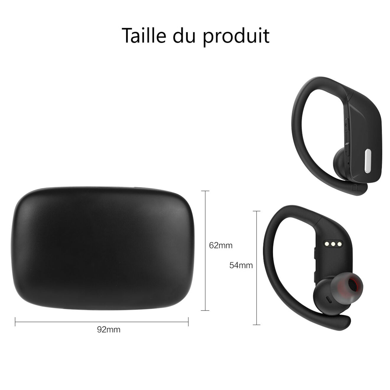 Onamaste Écouteurs Bluetooth sans fil noirs