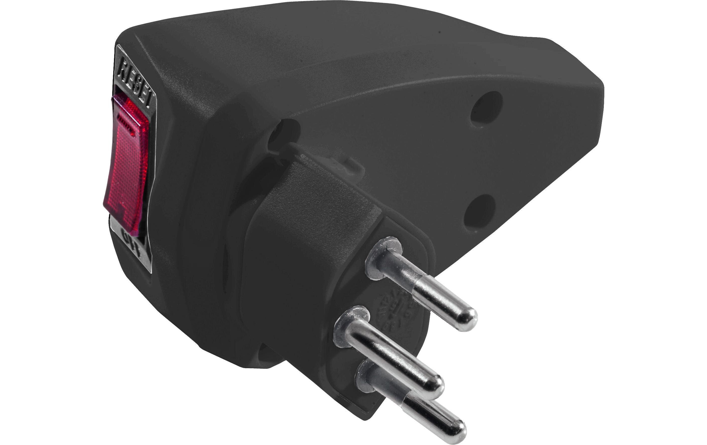 Montagestecker T12 mit Wippschalter SchwarzStromadapter T12 auf Schraubklemme