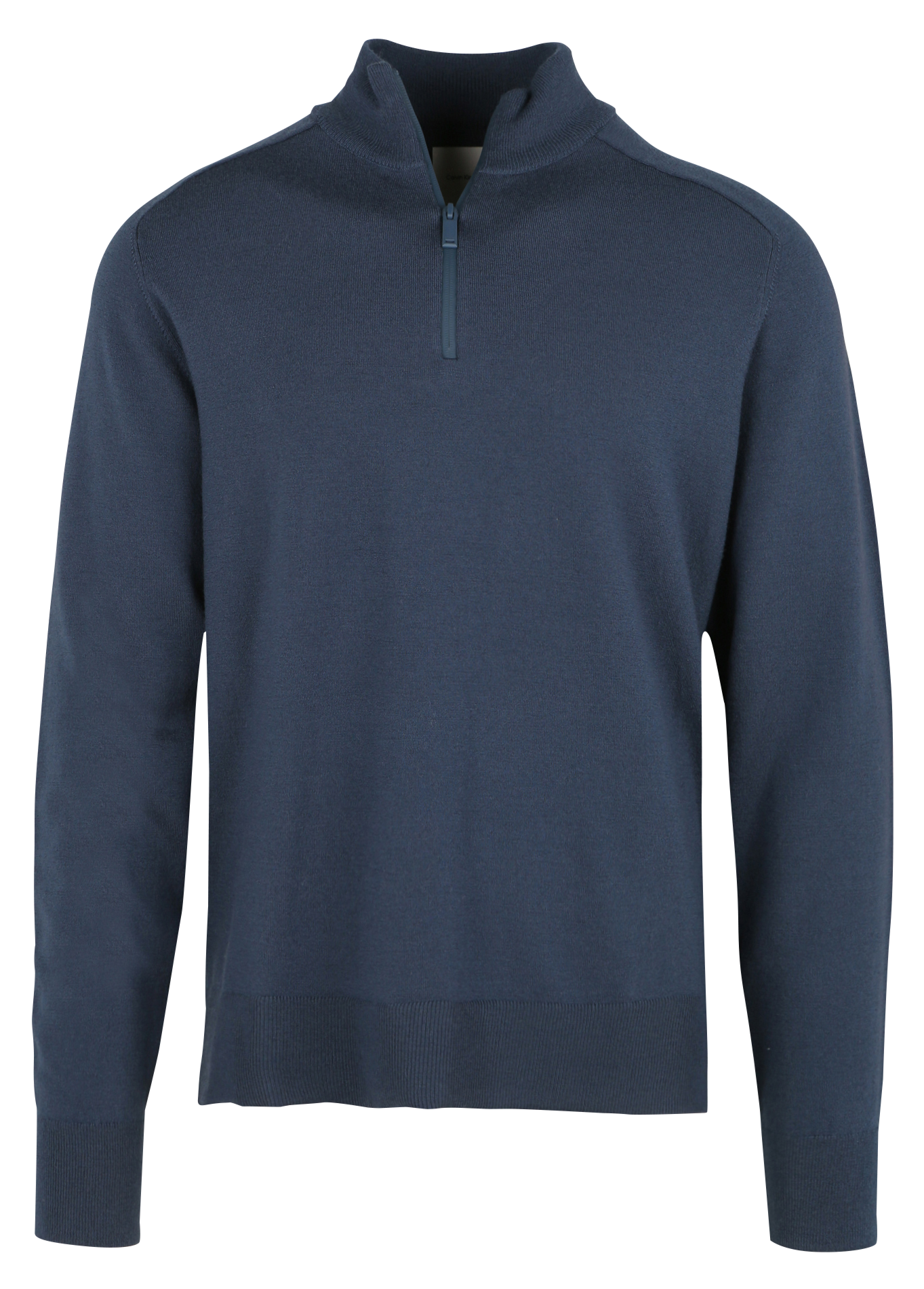 Pull col zippé droit en laine mélangée | Bleu