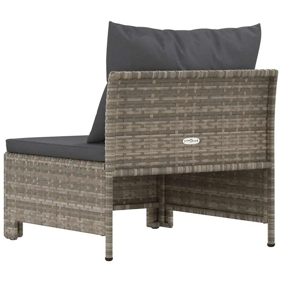 vidaXL - Tuinbank - Grijs - Poly rattan - Met kussens
