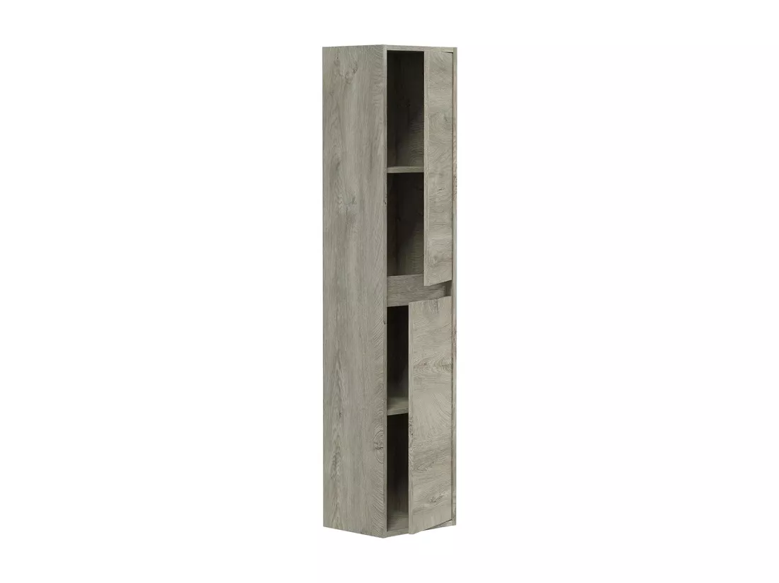 Colonne salle de bain Suspendue à 2 portes couleur alaska chêne nordic -Longueur 30 cm x Hauteur 140 cm x Profondeur 25,5 cm