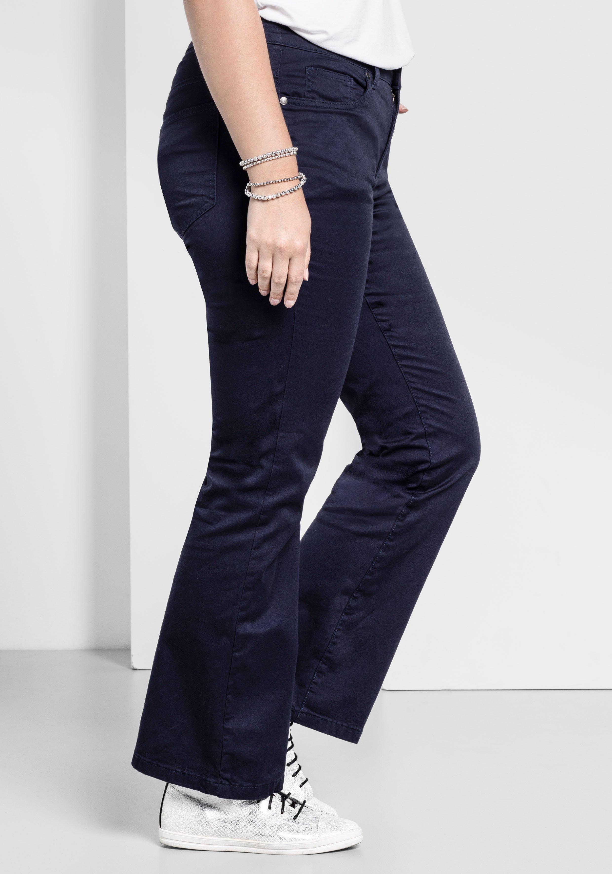 Bootcut-Hose aus elastischem Baumwoll-Twill