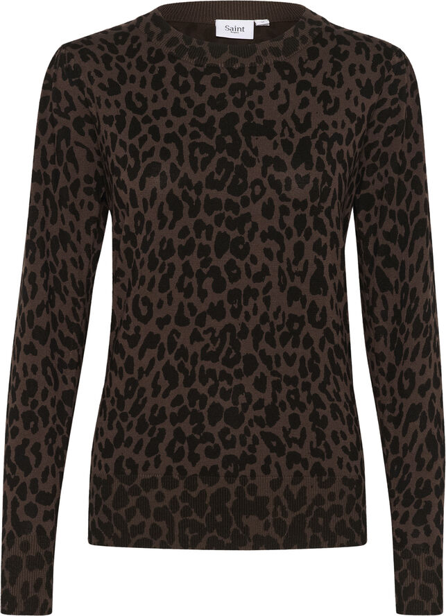 Saint Tropez ZhilaSZ LS Pullover Chocolate brown leopard