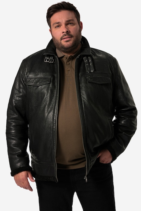 Men+ Lederjacke, Leder, Teddyfutter, bis 8 XL