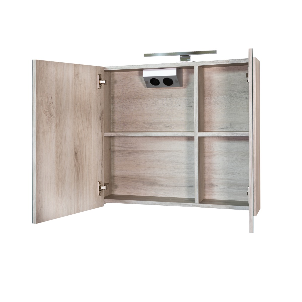 Best Design Happy spiegelkast met verlichting 60x60cm eiken grijs