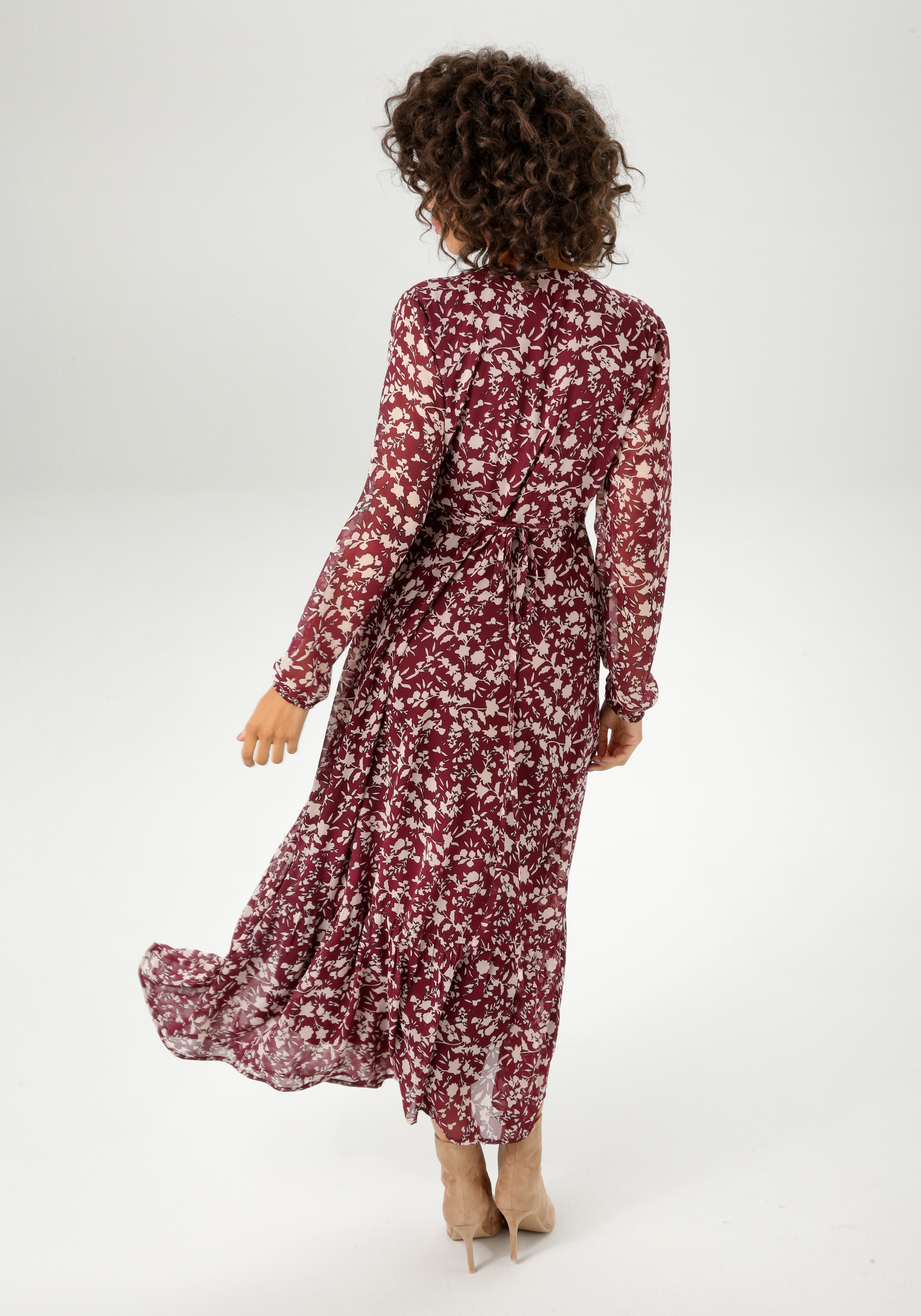 Aniston CASUAL Wickelkleid mit grafischen Blumendruck - jedes Teil ein Unikat - NEUE KOLLEKTION