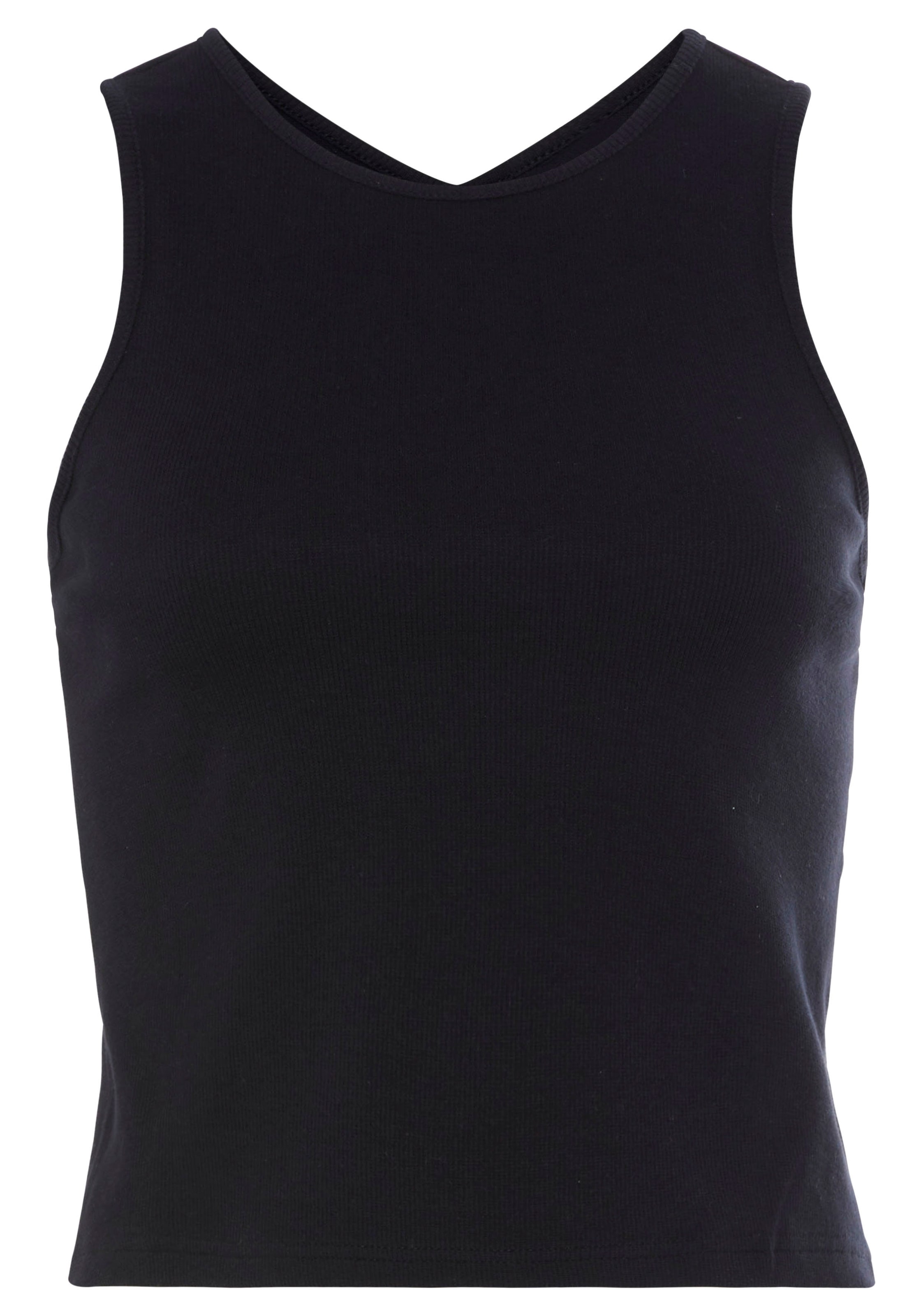 s.Oliver Ripptanktop , mit Cut-outs im Rücken, sportliches Damentop aus elastischer Baumwolle