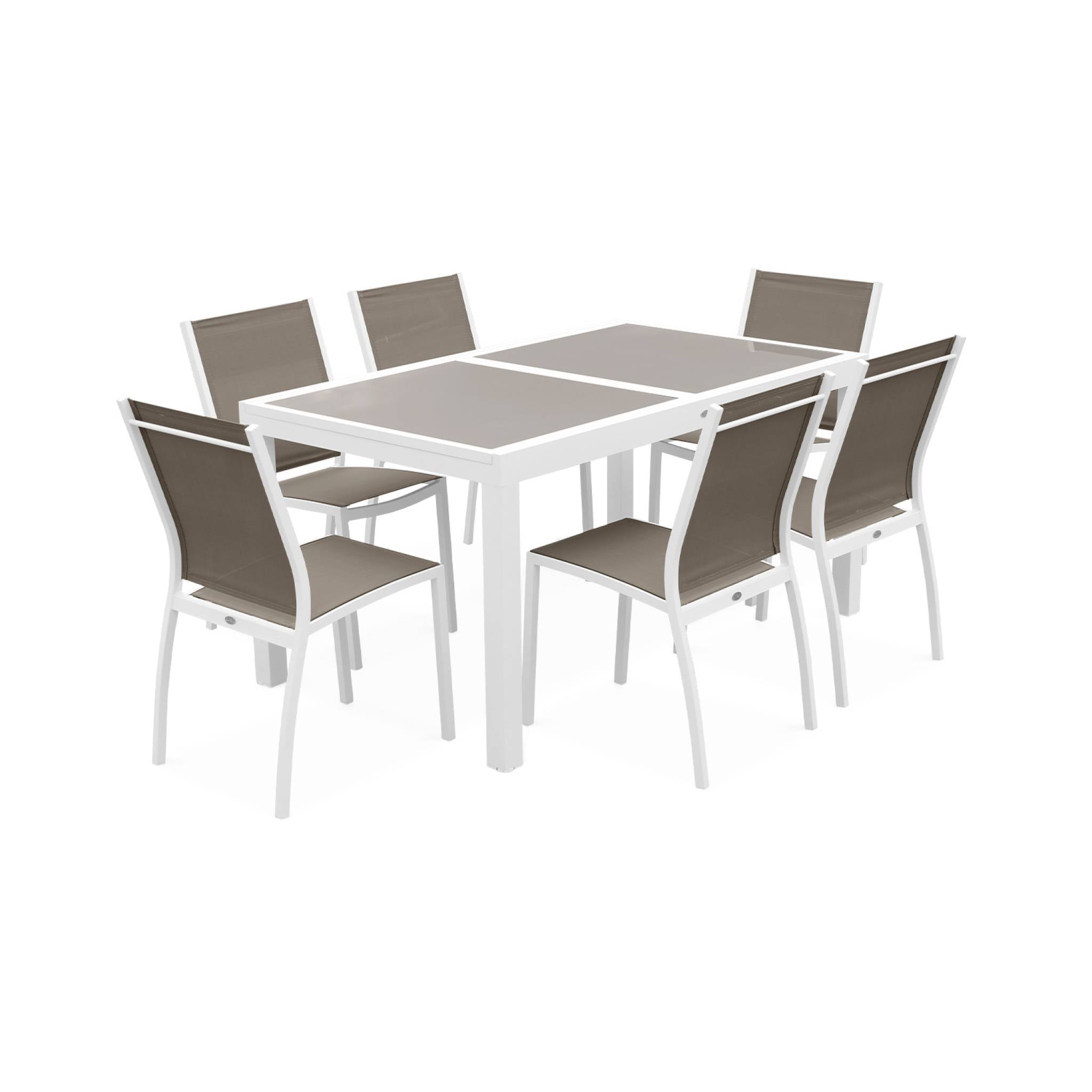 sweeek - Aluminium tuinset 6 plaatsen uitschuifbaar
