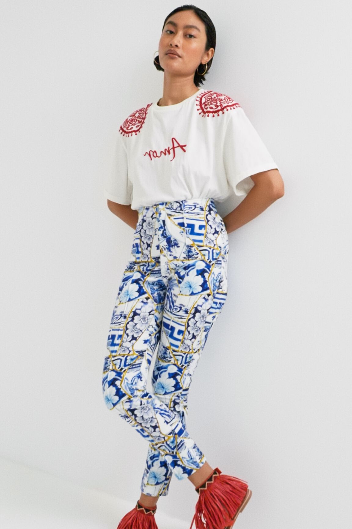 Pantalon slim imprimé Stella Jean