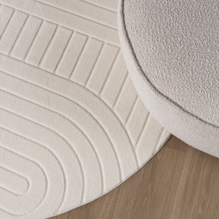 Rond Scandinavisch vloerkleed - Charm Arches Wit