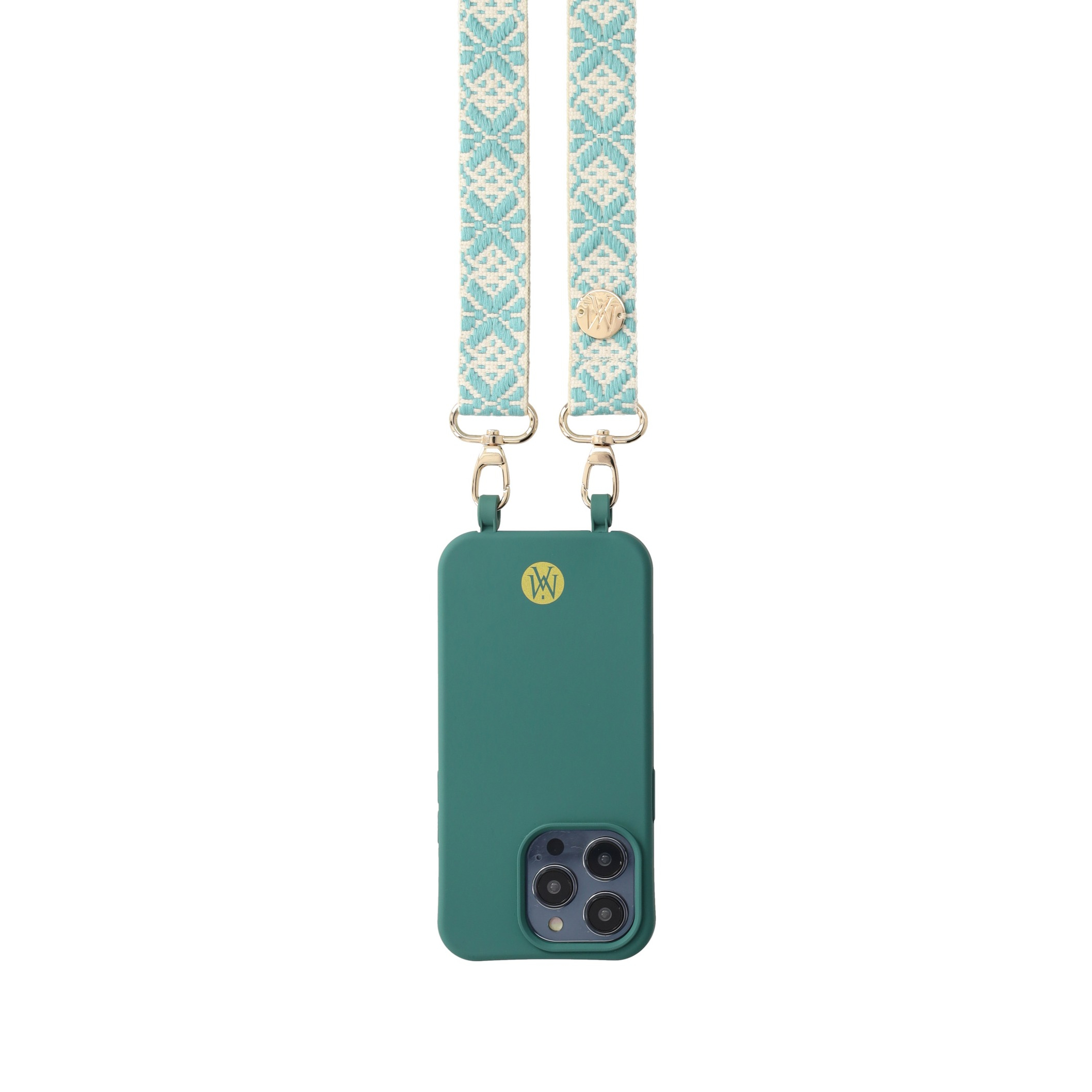 Handyband Handgemachtes Umhängeband für Handyhüllen Snowflake Gold - Ecru / Turquoise Assos
