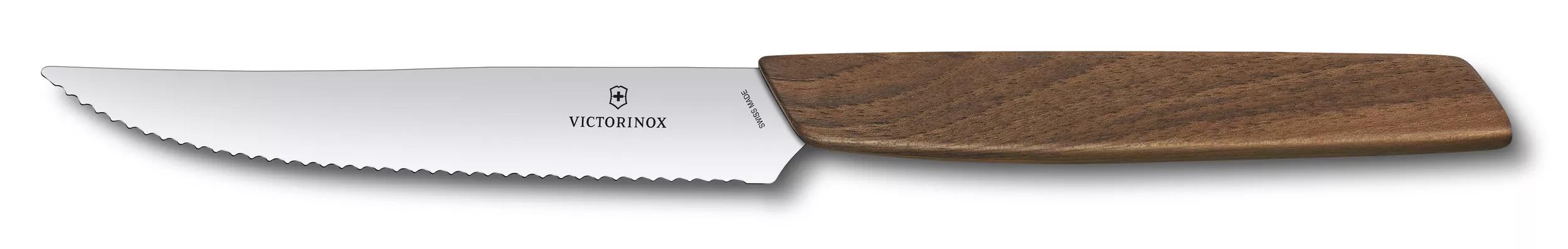 Swiss Modern Steakmesser-Set, Wellenschliff-Nussbaumholz
