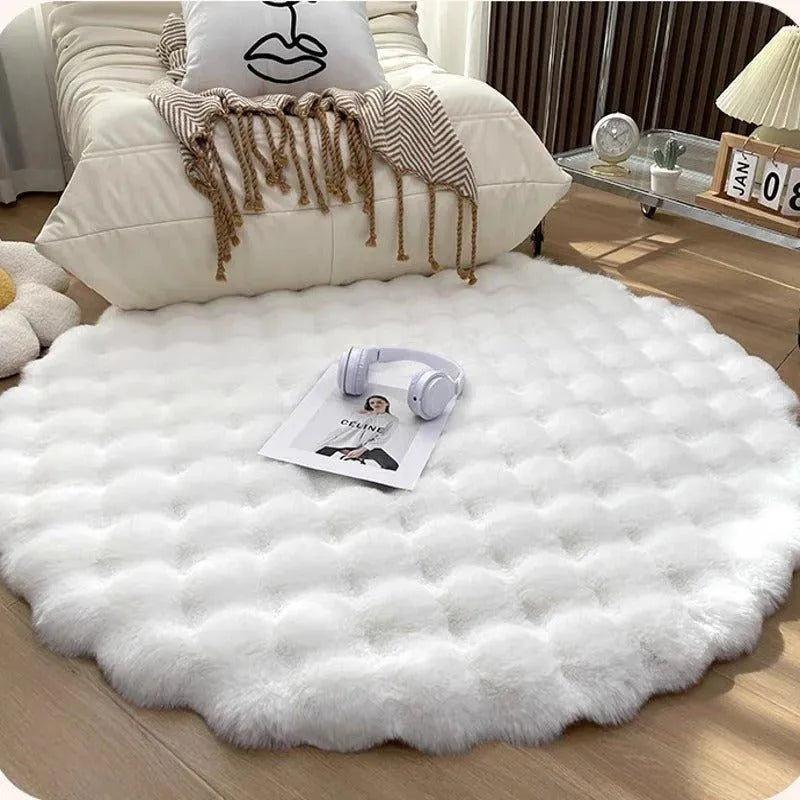 Faux Fur Fluffy Plush Round Rug | Soft Bubble Velvet Wool-like Anti-slip Floor Carpet