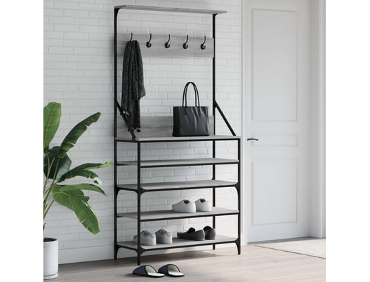 VIDAXL - Penderie Porte-vêtements et rangement des chaussures sonoma gris