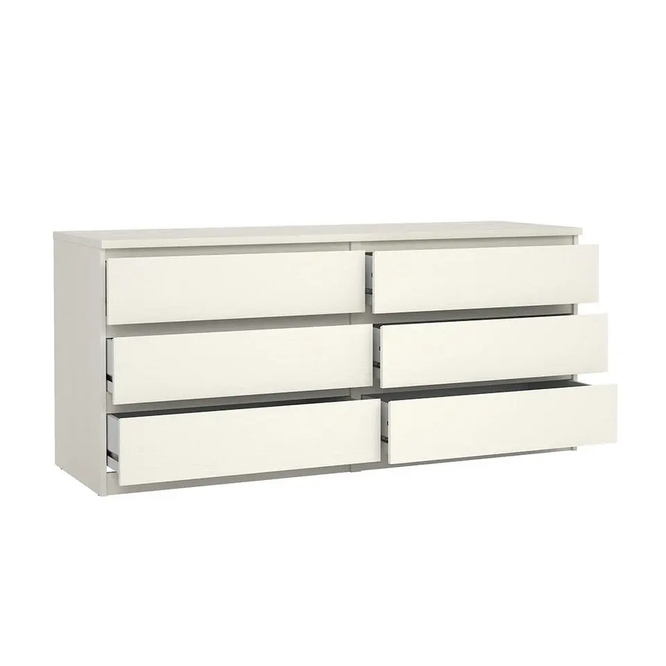 Hioshop Noulan commode 6 lades witte essenhout decor
