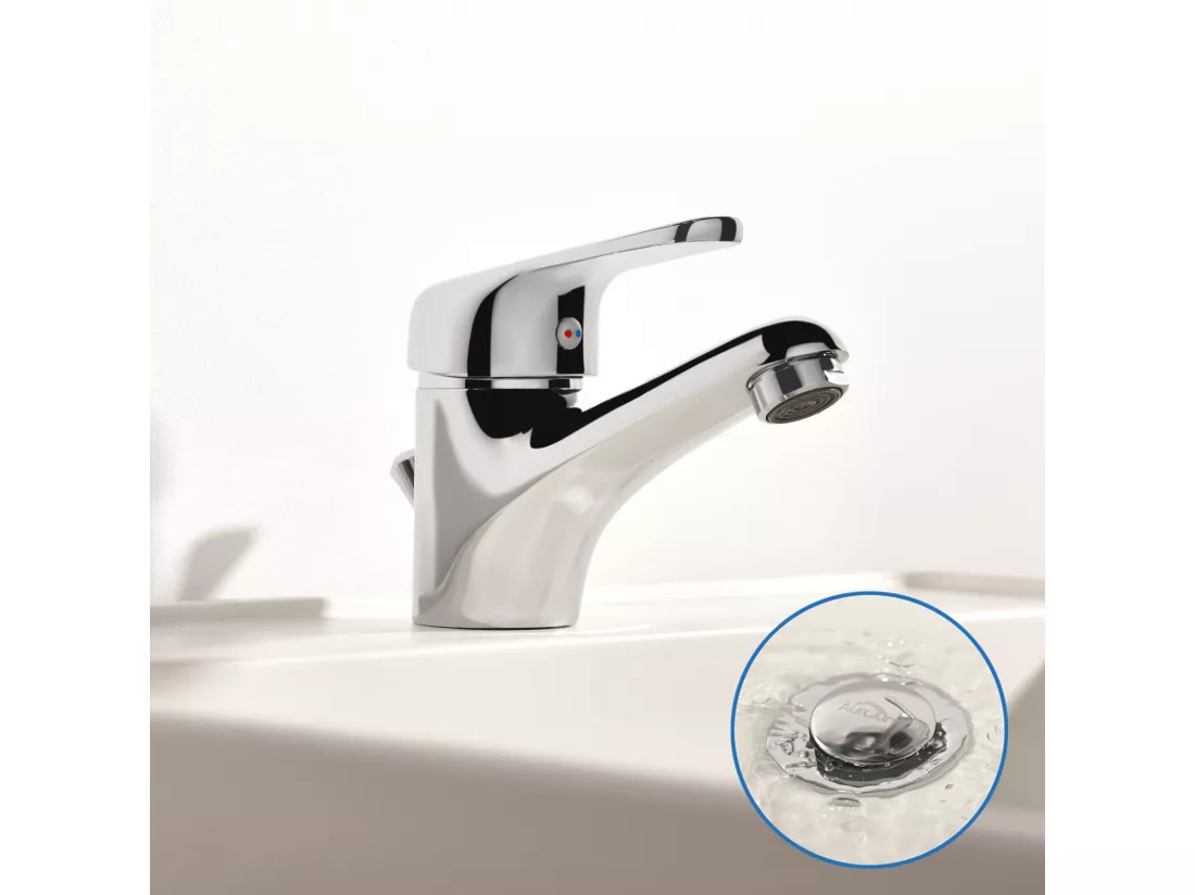 AuraLum Max Mitigeur Lavabo avec Tirette de Vidage, Bonde Incluse, Robinet Salle de Bain Chromé Robinetterie en Laiton Mousseur Démontable,EU Modèle