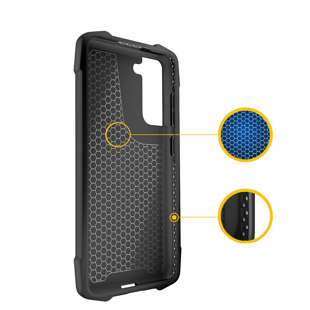 Samsung Galaxy S21 FE 5G Hybrid Hardcase Hülle Grip Design mit Air Cushion Fallschutz - Blau / Schwarz