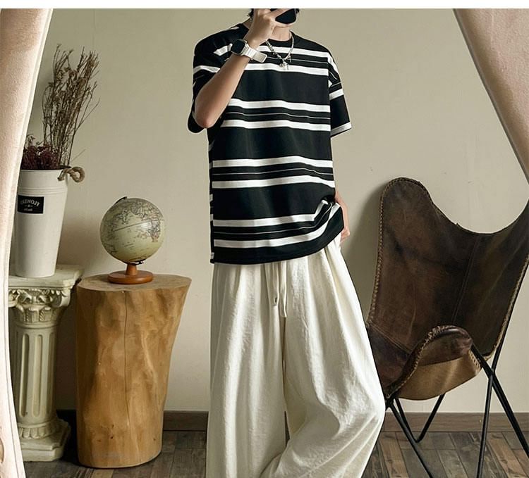 Posive - Mid Rise Plain Cropped Loose Fit Broek