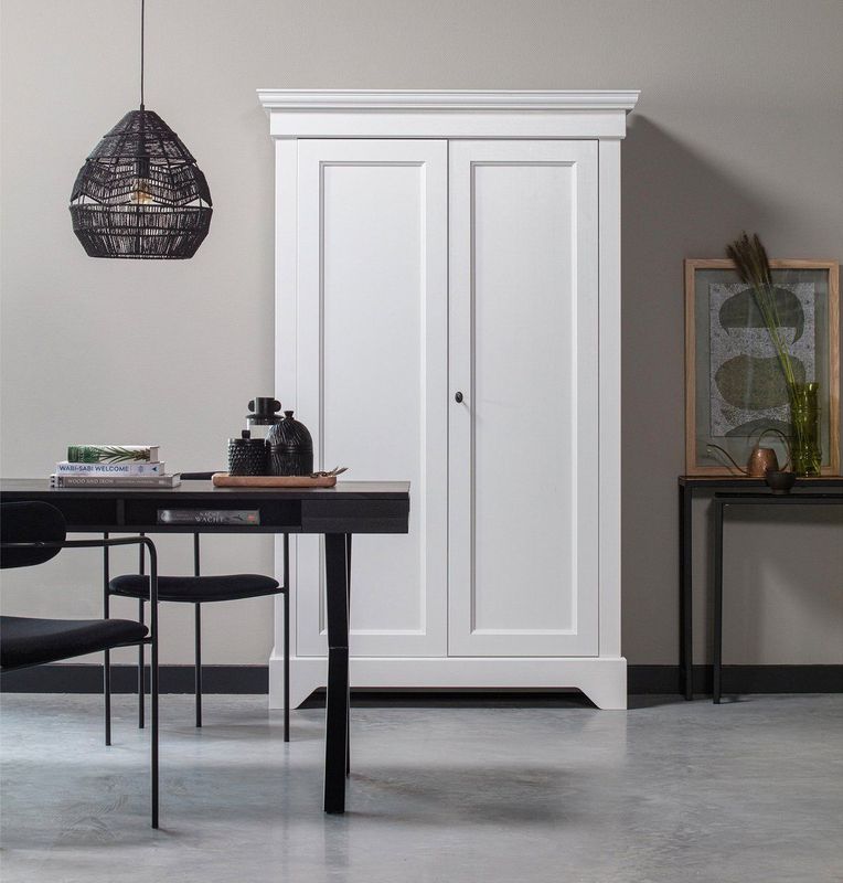 WOOOD Isabel - Brocante Kast - Wit - Grenen - 4 Legplanken