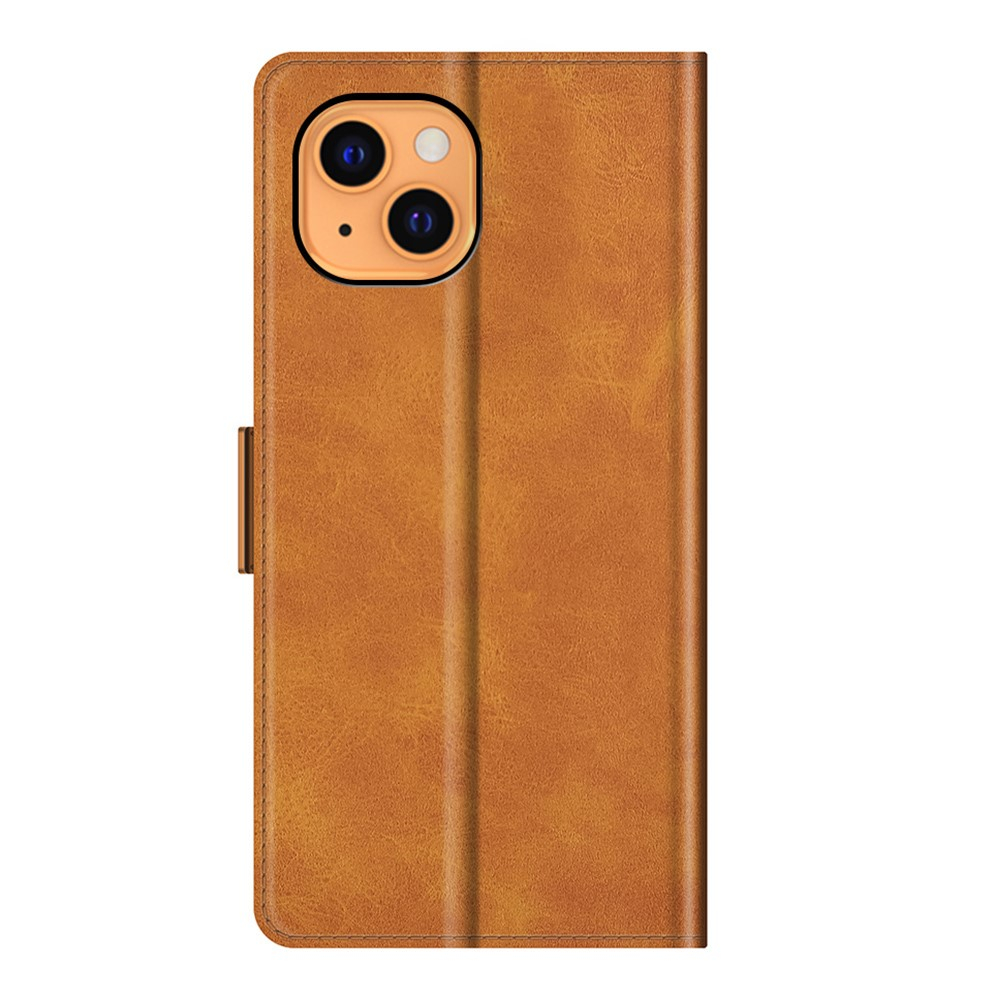 iPhone 13 Vintage Leder Tasche Flip Cover Fashion Design - Hellbraun
