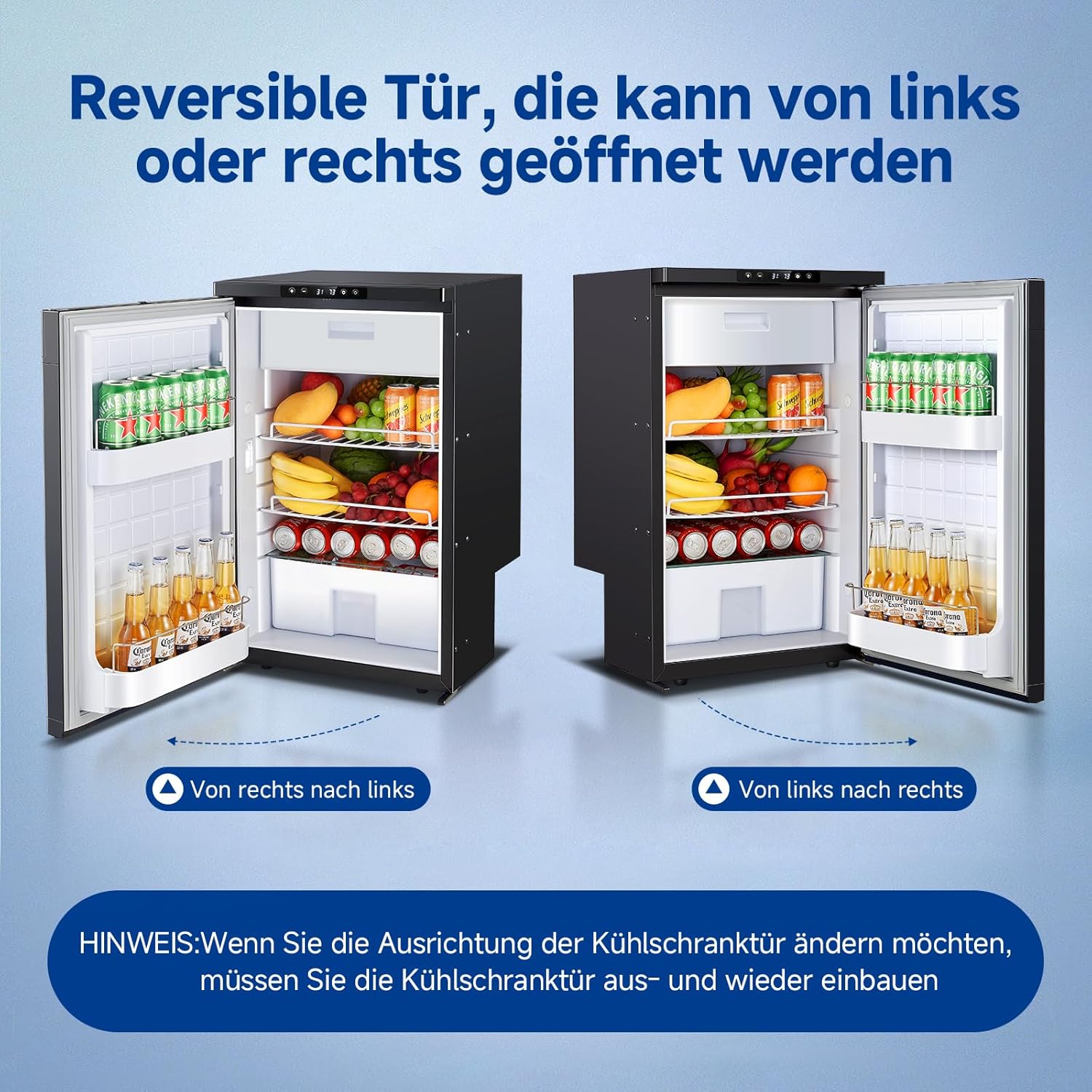 AAOBOSI 83L Kompressor Kühlbox, Wohnmobil Kühlschrank mit APP-Steuerung, 12/24V DC, Kühlbox Auto mit LED-Leuchten, bis -20℃ Kompressor Kühlschrank für Auto, LKW, Boot, Reisemobil, Camping und Reisen