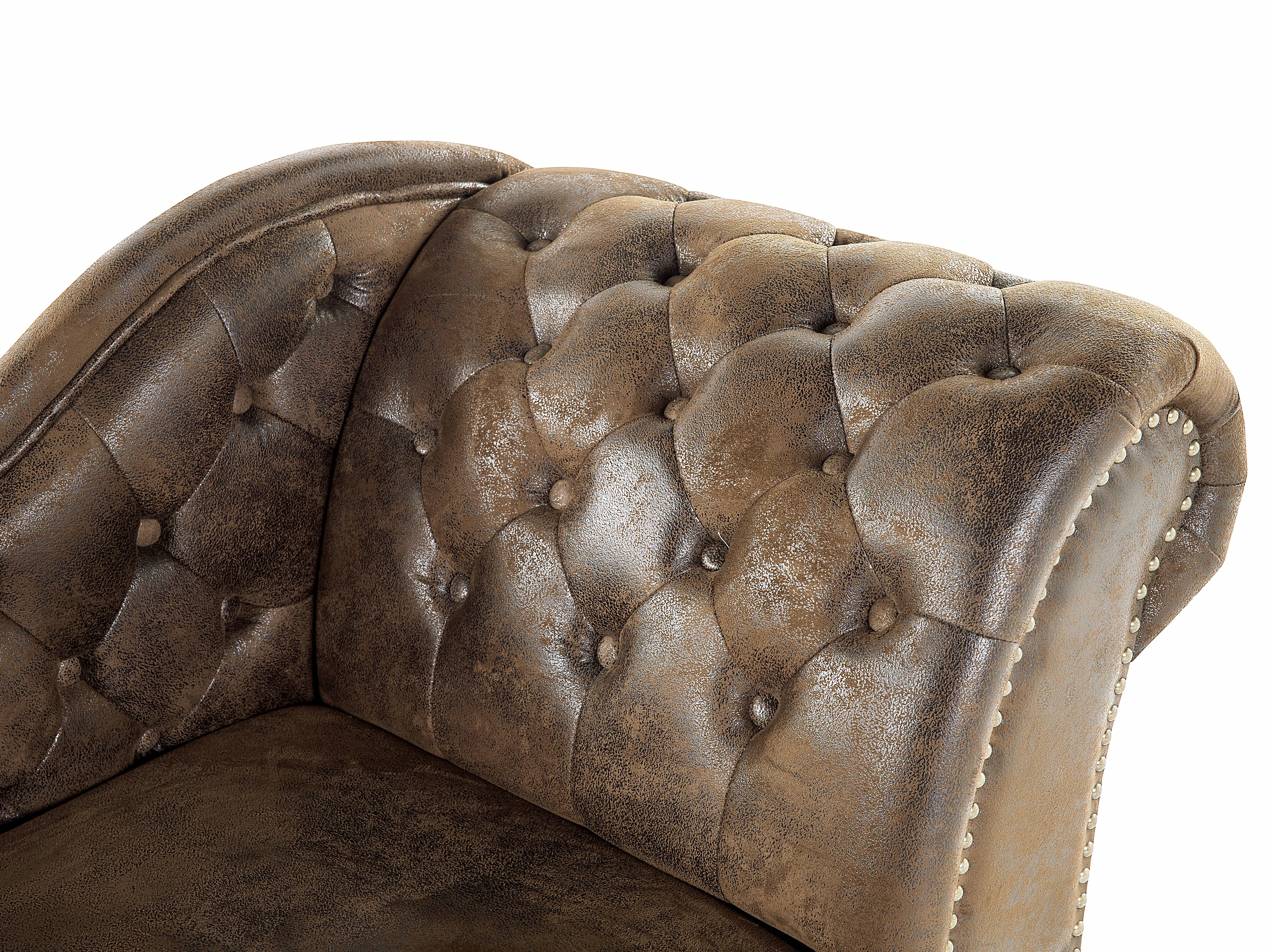 Rechtszijdige chaise longue NIMES Kunstsuède Bruin