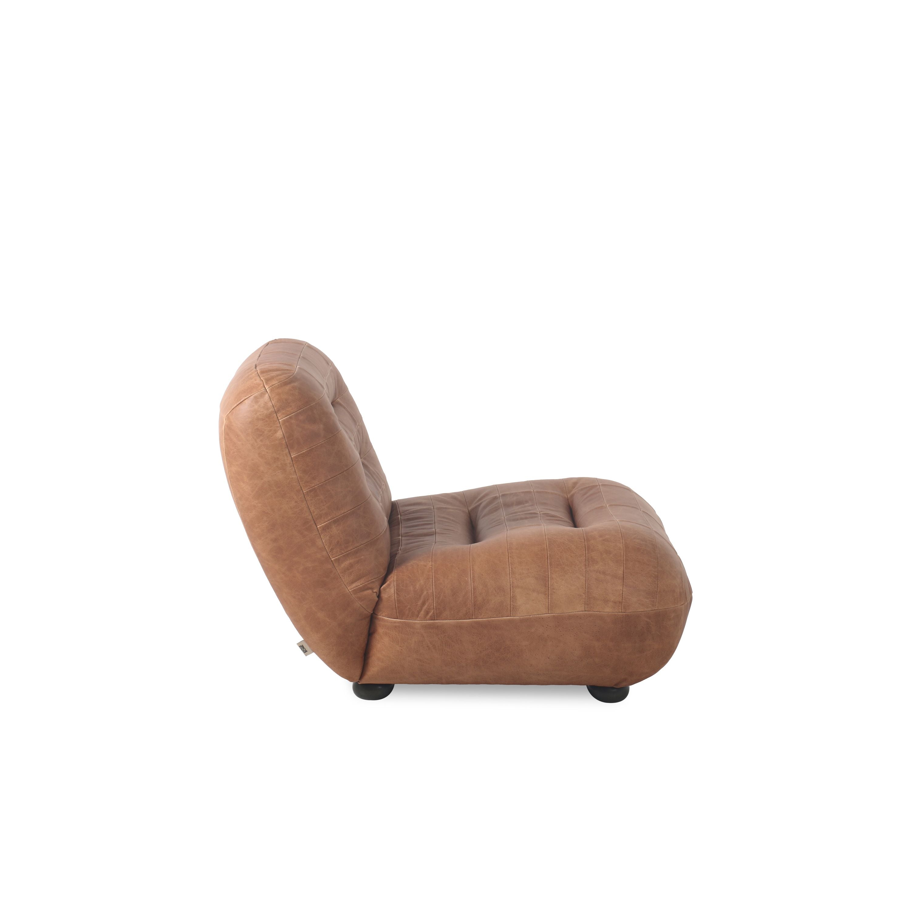 Dutchbone Wyatt Fauteuil Leer Cognac Bruin
