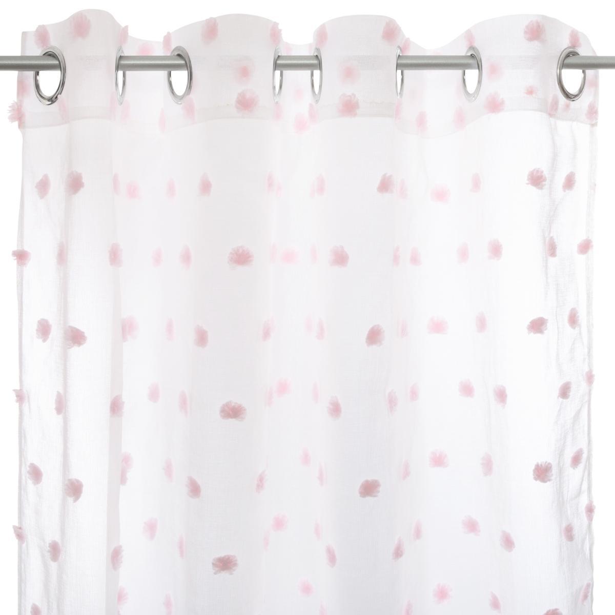 RIDEAU MULTI POMPOMS ROSE 240X140CM
