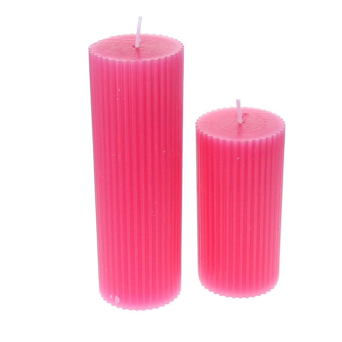 Petite bougie striée rose fuchsia Atelier jasmin