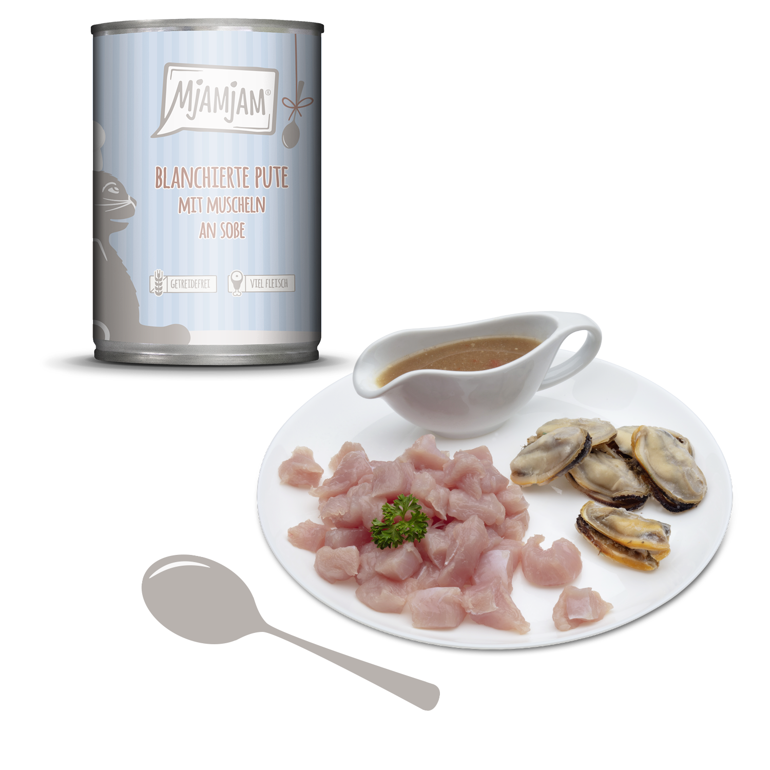 MjAMjAM – blanchierte Pute mit Muscheln an Soße