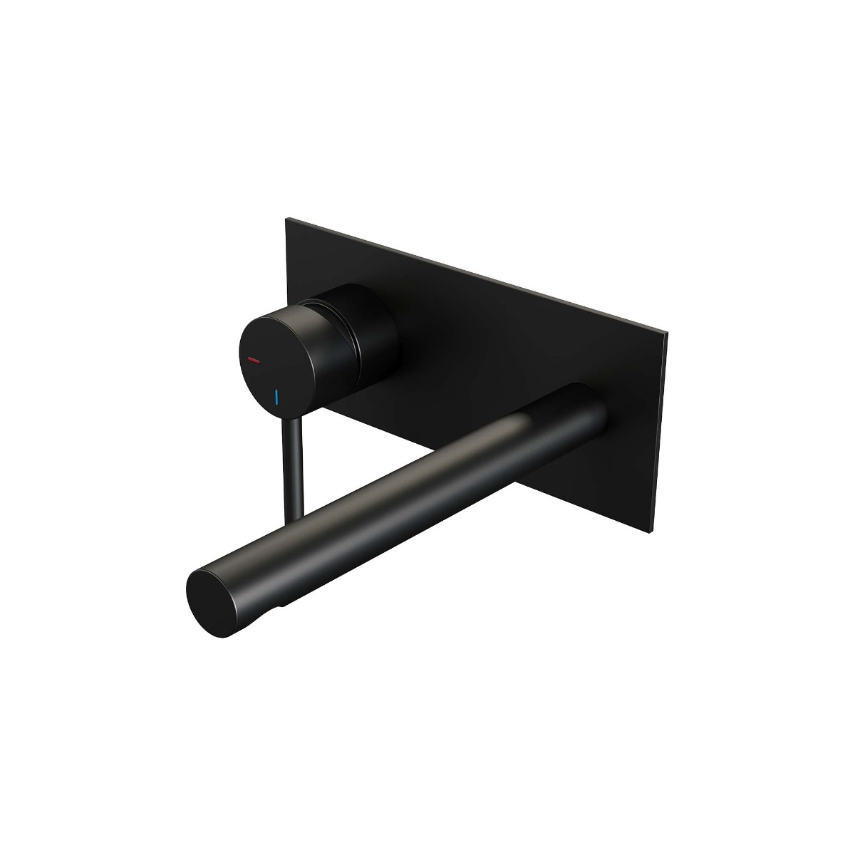 Brauer Black Edition ColdStart wastafelkraan inbouw rechte uitloop met achterplaat model A2 zwart mat